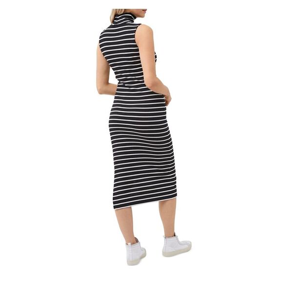 FRENCH CONNECTION Womens Black Stretch Slitted Striped Midi Body Con Dress XS - Picture 2 of 2